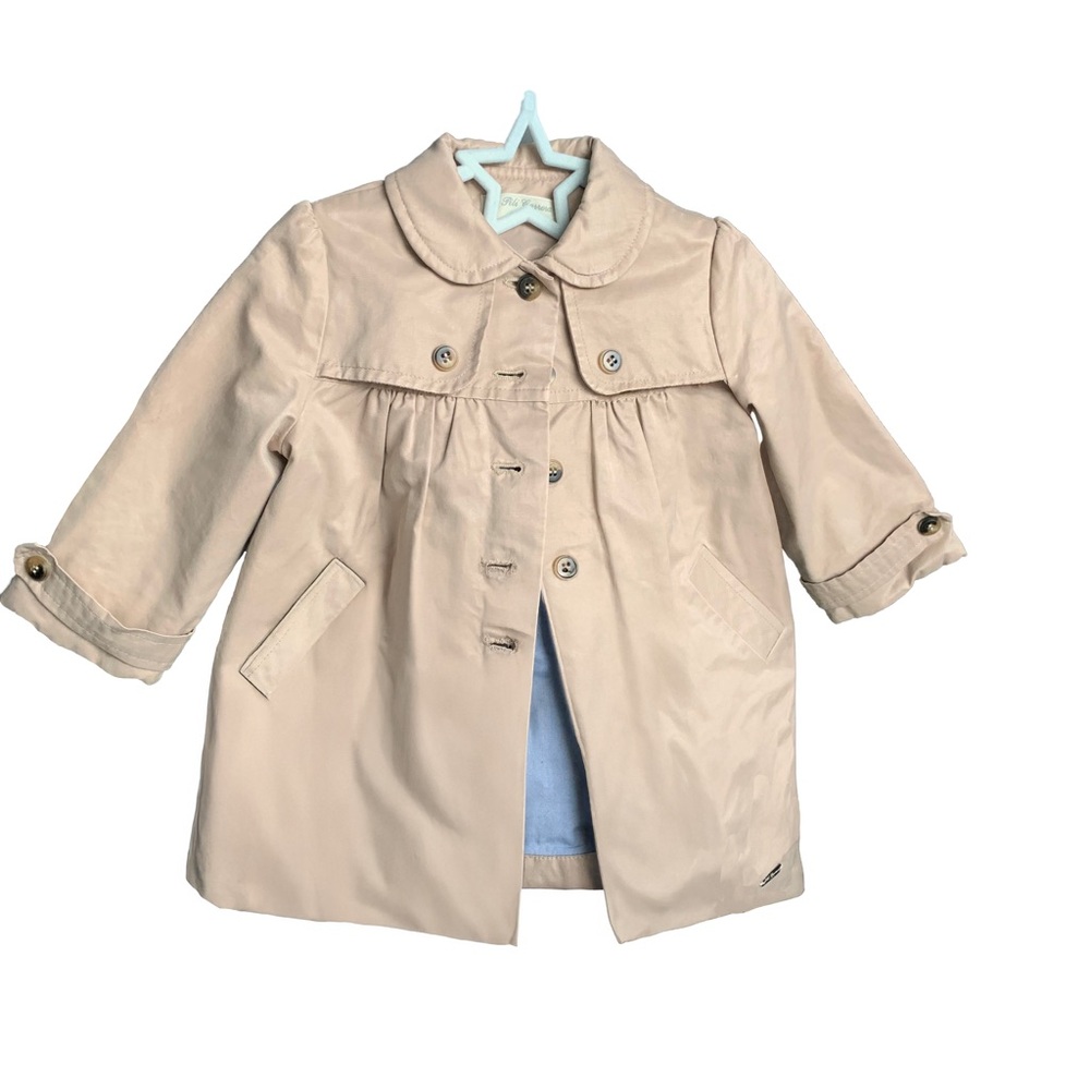 Classic Beige Toddler Coat with Peter Pan Collar – Fits Up to 3 Years Old